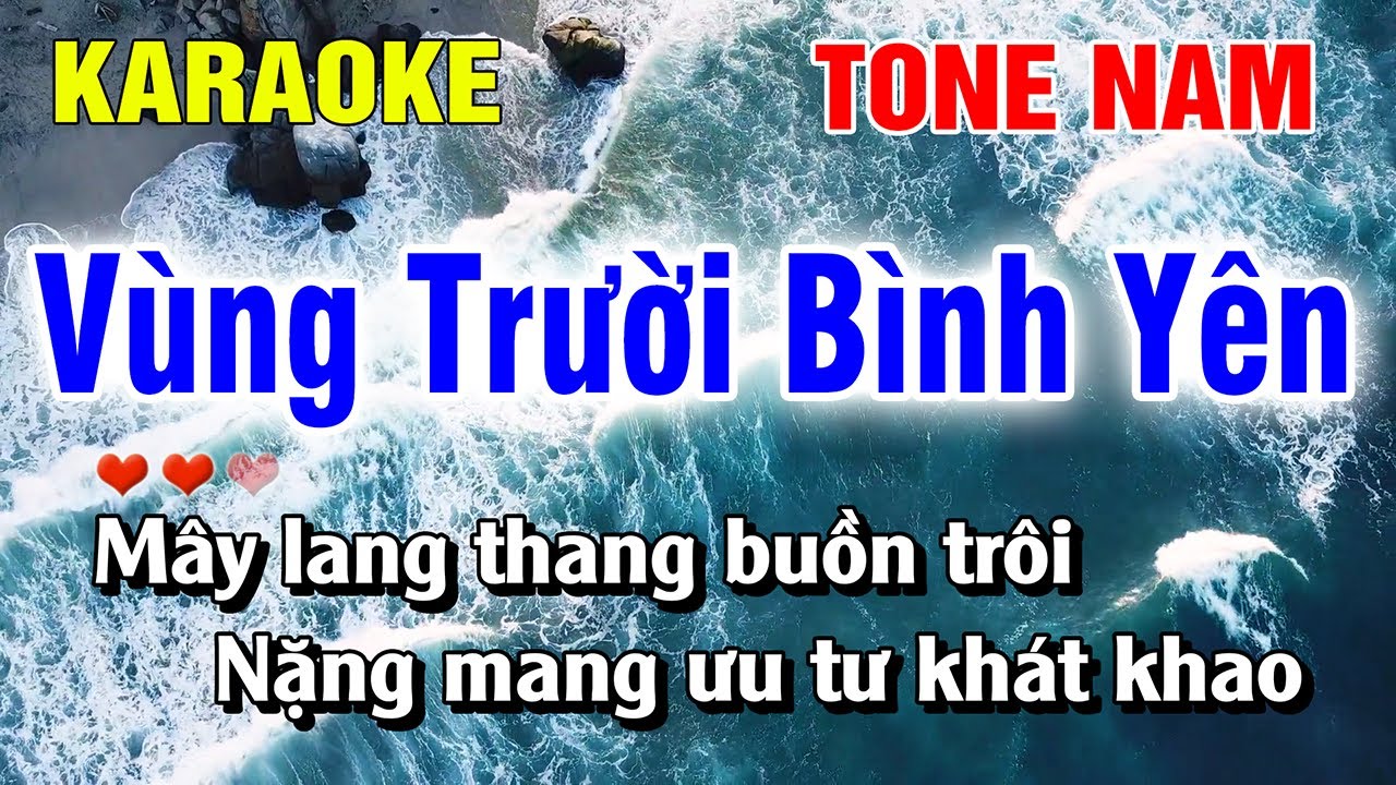 Karaoke Vùng Trời Bình Yên Tone Nam Beat Hay | Hoàng Luân