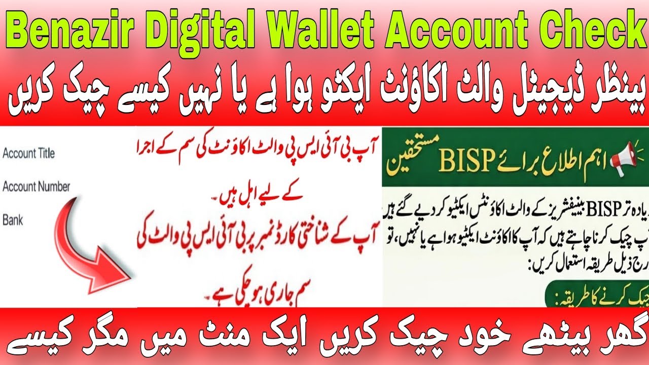 Bisp Digital Wallet Account Check | Benazir Digital Wallet Activation Check 2026 | Bisp Sim Wallet 