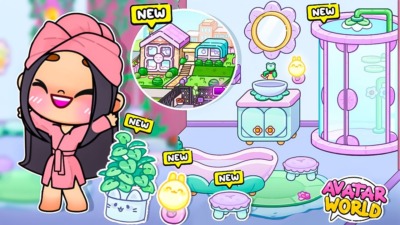NOUVELLE SALLE DE BAIN DANS LA MAISON KAWAII SUR AVATAR WORLD ! MISS QUEEN 👑