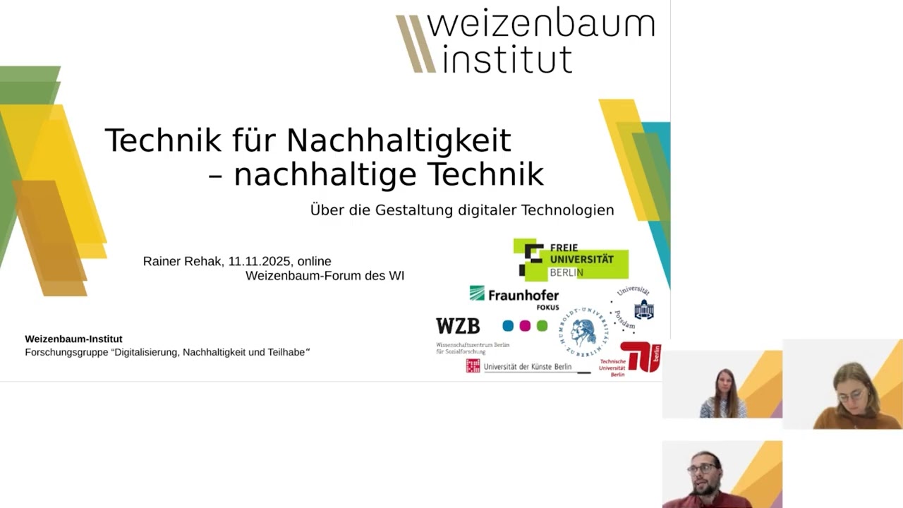 Weizenbaum Forum November 25 | Technik für Nachhaltigkeit – nachhaltige Technik
