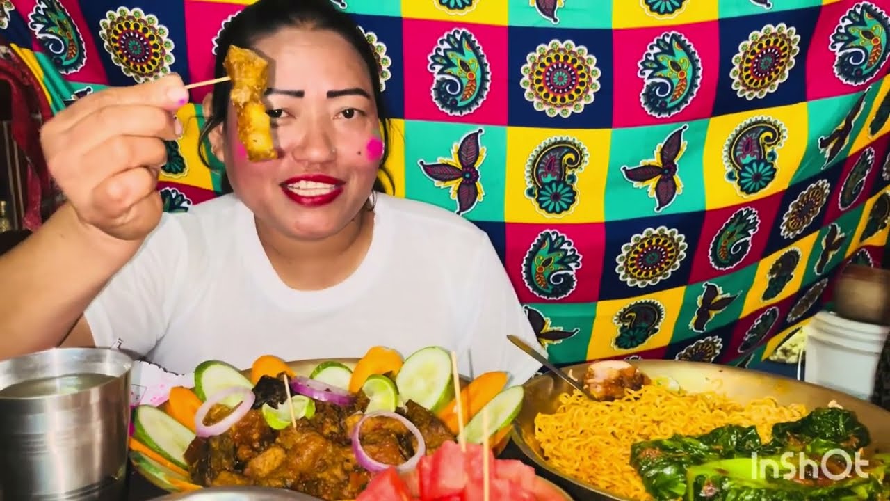 	Spicy Noodle Heat vs. Crispy Pork & Beer 🍺🔥 Full Mukbang and happy holi for everyone 😍😍