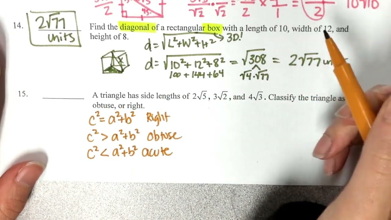 K-level: Special Right Triangles Mixed Practice Help Video (Questions 12-15)