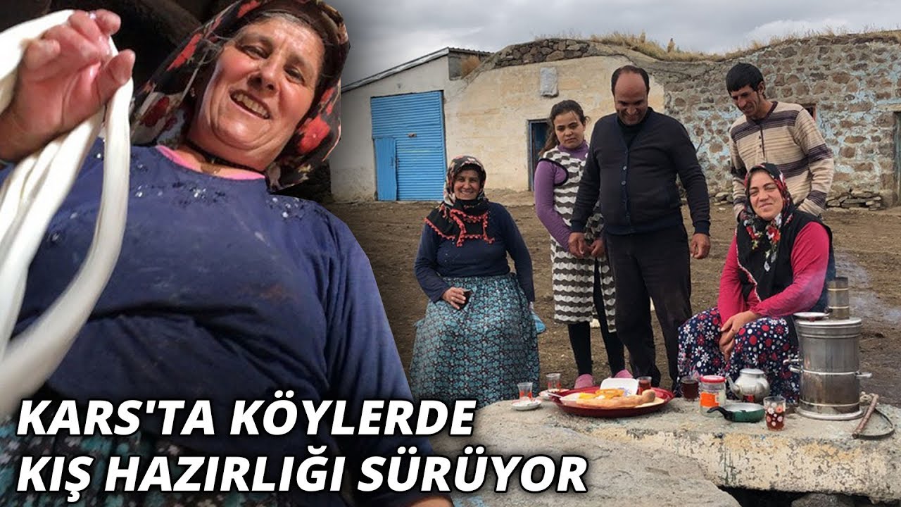 Kars'ta köylerde kış hazırlığı sürüyor... Yorgunluklarını semaver çayıyla gideriyorlar