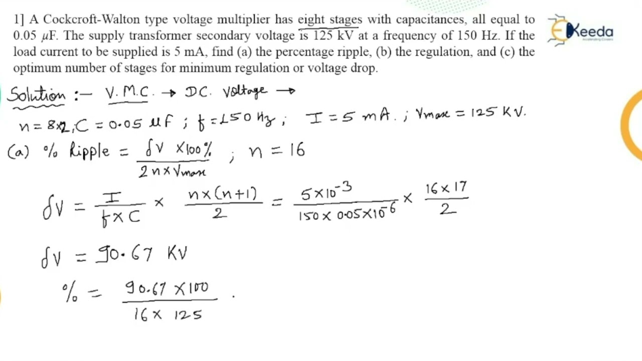 Numerical on Voltage Multiplier Circuit - High Voltage Engineering