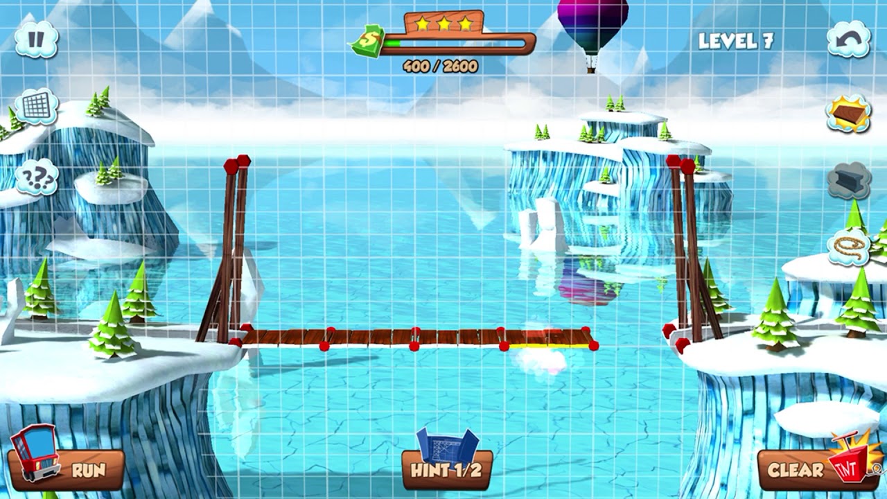 Bridge building simulator) arctic lvl 7 walk through 3🌟