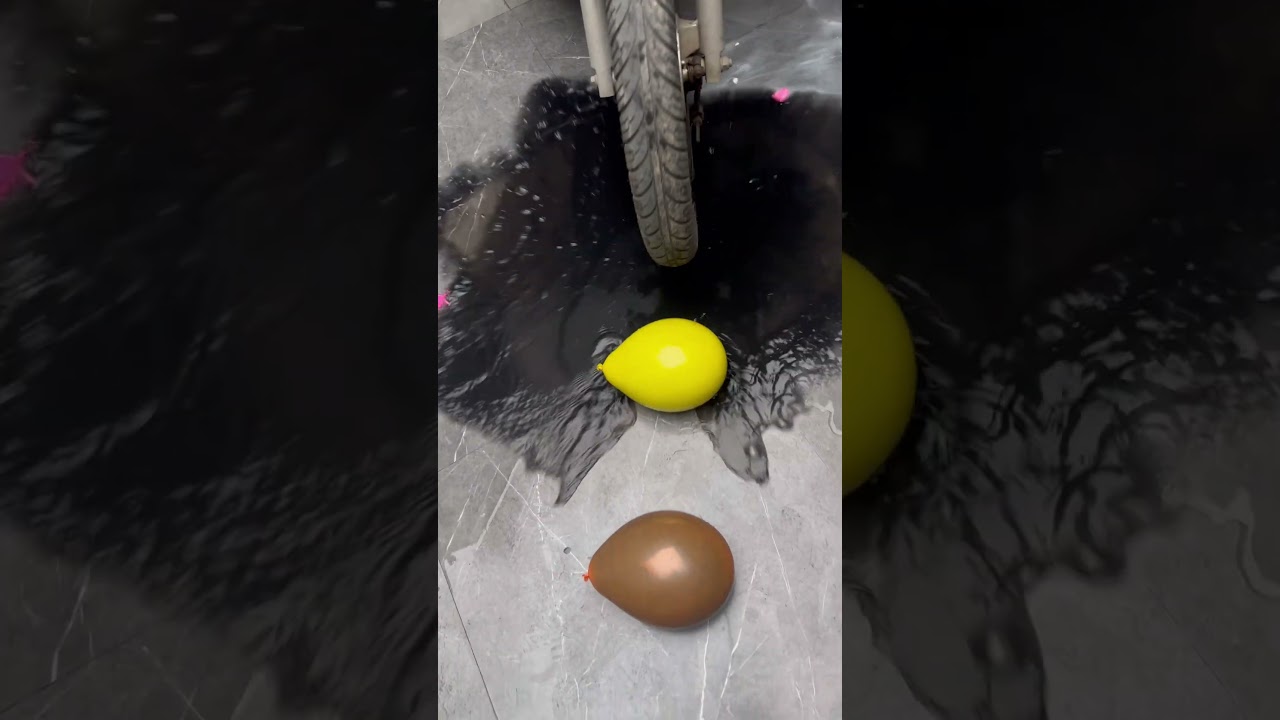 Breaking balloons by bike 🏍️ crushing crunchy & soft things 