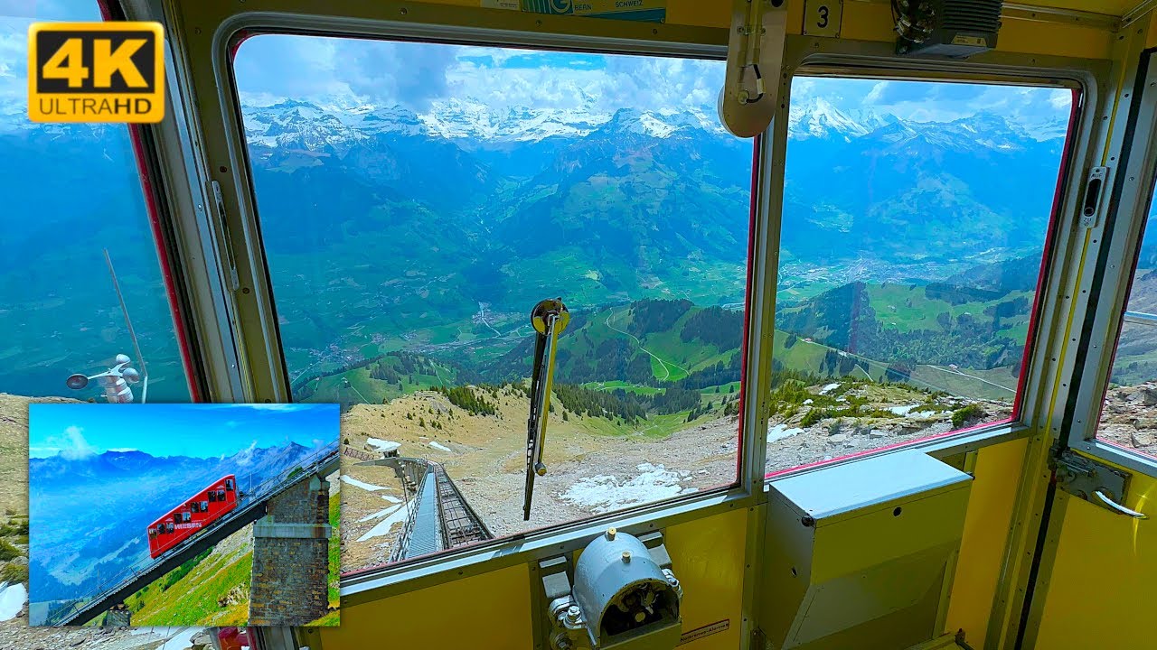 Niesen Mountain Funicular Railway – towards the 360-degree panorama of Swiss Alps 4K HDR