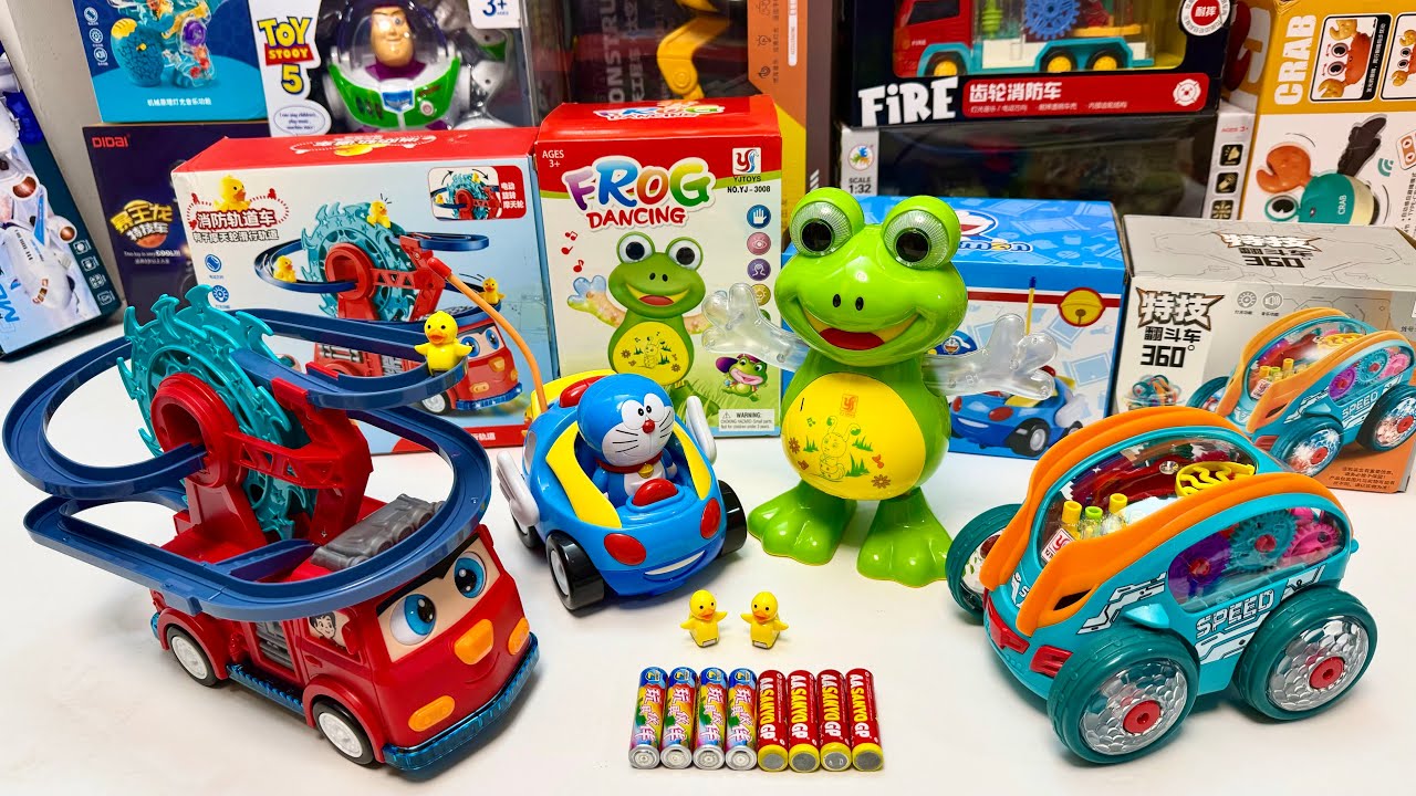 Unboxing Electric Dancing Frog, Remote Control Doraemon, Electric Rail Fira Truck, Rolling Vehicle 