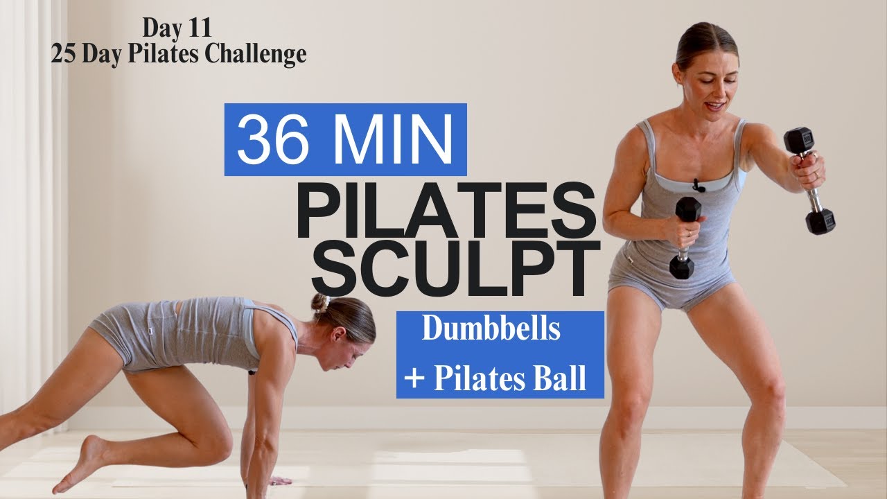 Day 11 | 36 MIN PILATES SCULPT| Dumbbells | 25 Day Pilates Challenge