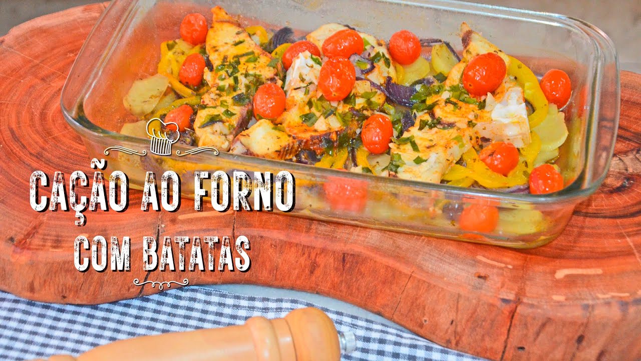 RECEITA DE CAÇÃO AO FORNO COM BATATAS #peixeassado #pascoa #semanasanta