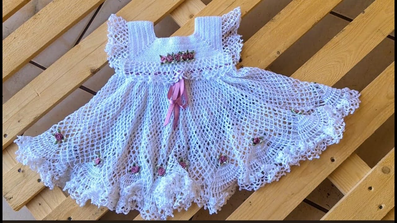 VESTIDO CROCHE BEBE FESTA AULA3 TM 0-3 MESES  #ARACELLYCOSTACROCHEATELIE #VESTIDOBEBE #VESTIDOCROCHE