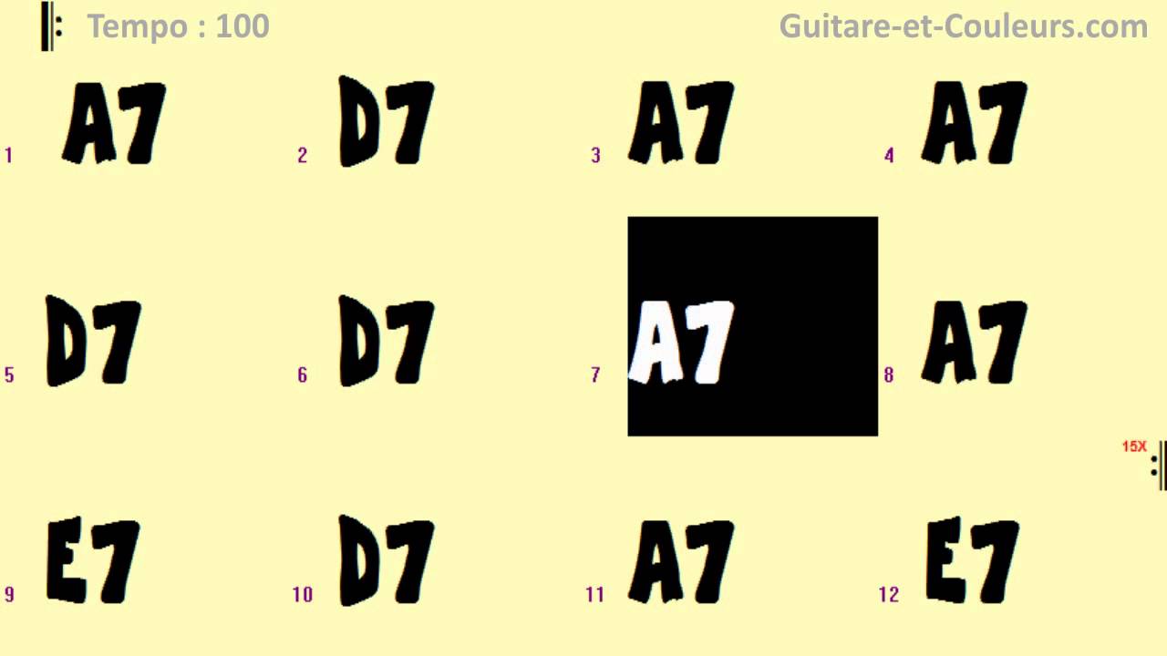 Accompagnement pour Improviser sur un Blues en La (Débutants) - Tempo 100
