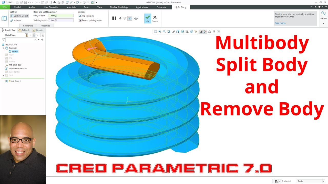 Creo Parametric 7.0 - Multibody Modeling - Split Body and Remove Body