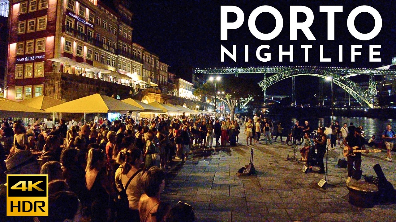 PORTO Nightlife - Porto RIBEIRA Porto Night Walk 4K HDR