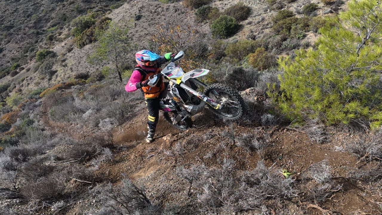 Estonian guys riding extreme enduro trails in Cyprus