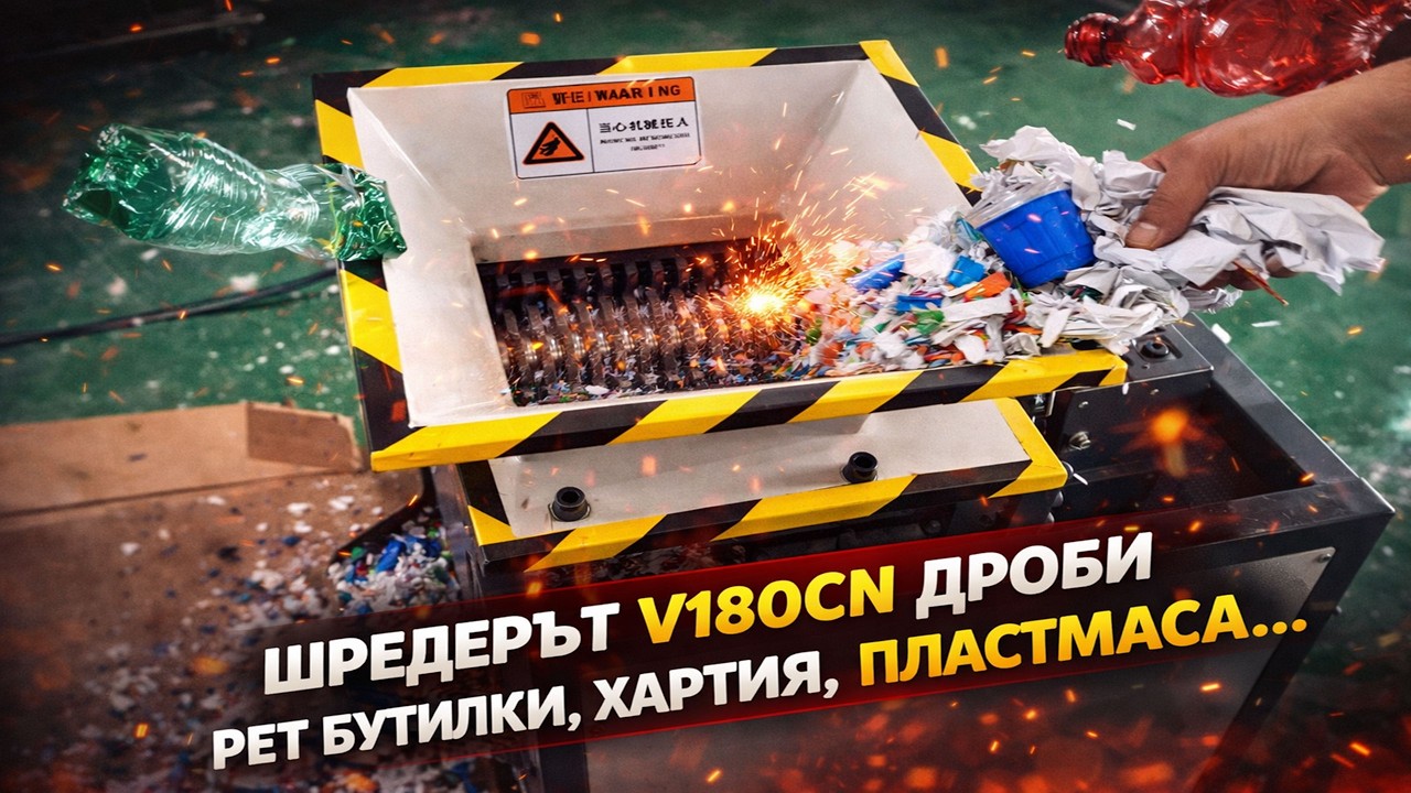 Индустриален шредер за дробене на бутилки, пластмаса и други Модел V180CN, http://borislavvn.alo.bg/