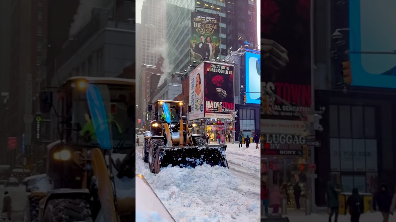 They clear the way after a massive snowstorm | NEW YORK | Times Square #snowfall #newyorkcity