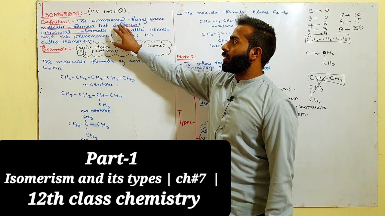 Part-1.    Isomerism and its types | ch#7  | 12th class chemistry