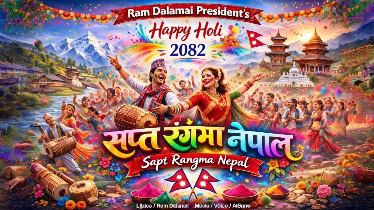 New Nepali Holi Song 2082 सप्त रंगमा नेपाल Ram Dalami होली रे हामी सबै नेपाली रे 
