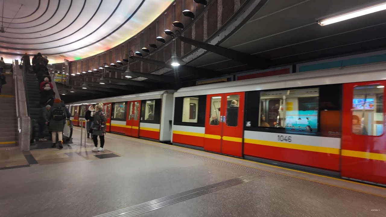 Poland, Warsaw, Metro ride from Dworzec Gdanski to Plac Wilsona