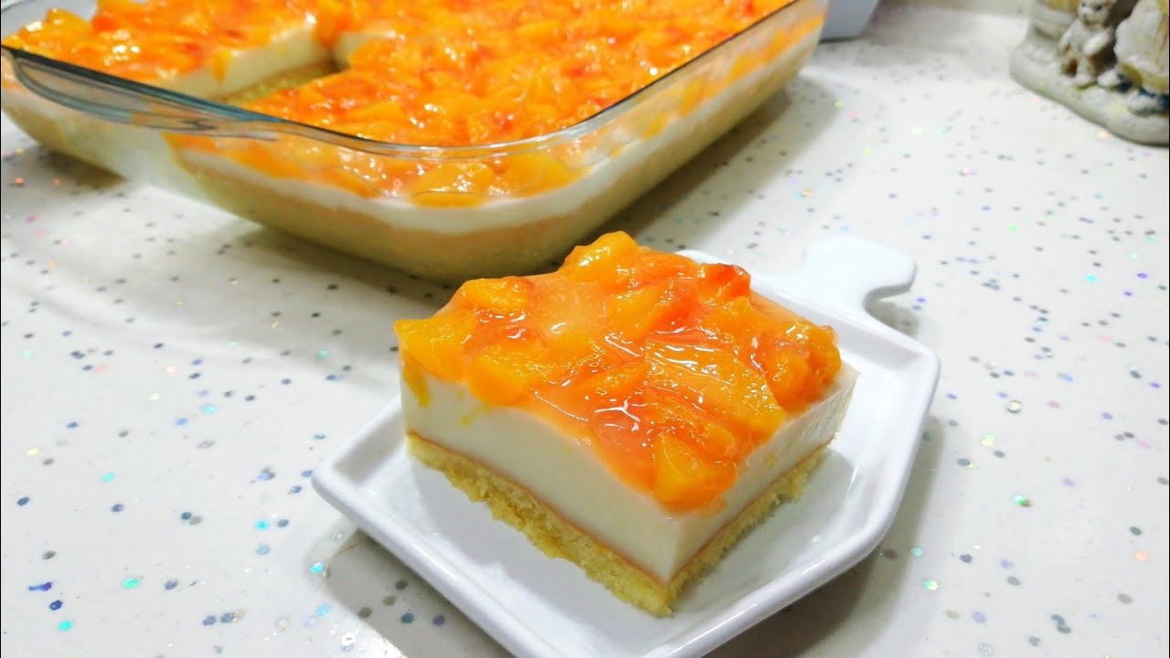 EVDE OLAN MALZEMELERLE PRATİK YAZ TATLISI 🍑 Nefis Şeftali Soslu Pasta Tarifi / Kolay Borcam Pastası