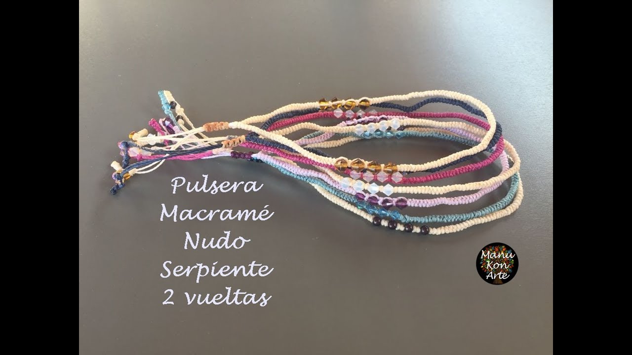 DIY Tutorial Pulsera de Macram&eacute; en Nudo Serpiente con 2 vueltas
