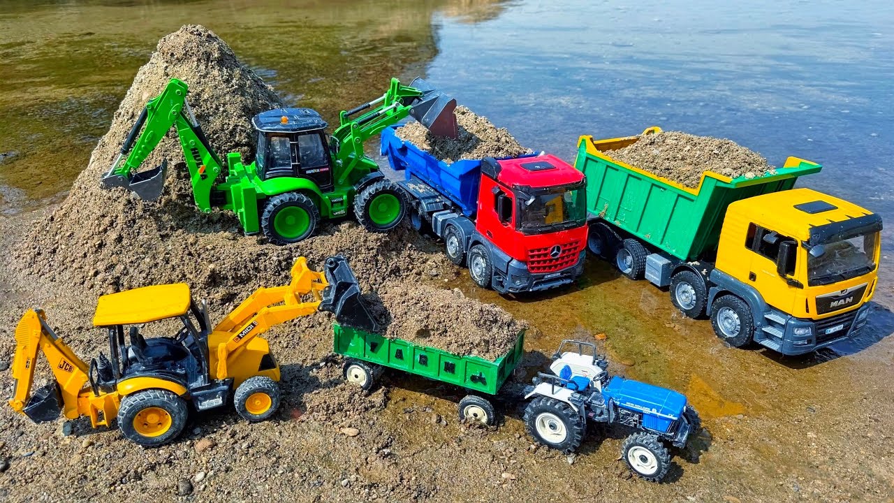 JCB 5CX Loading Mix Stone Sand Dumper Truck Tractor Pickup Tipper? JCB Ki Khudai | Tractor Cartoon