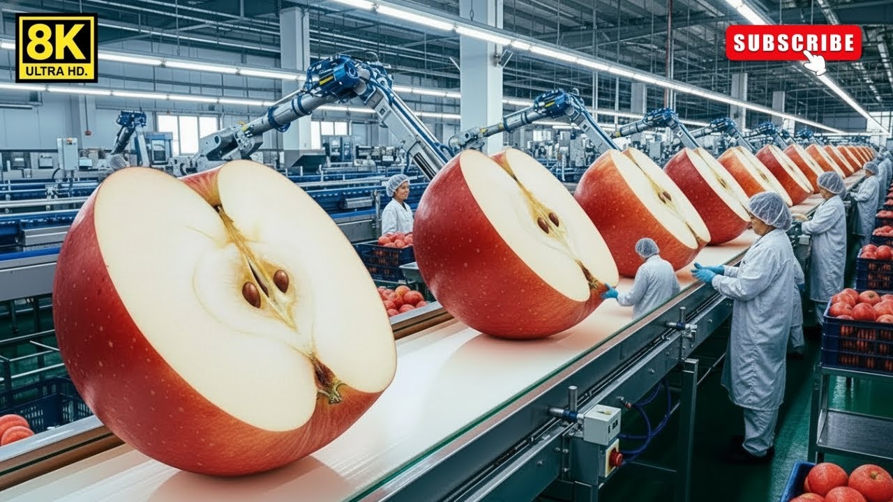How Apples Are Processed in Factories 🍎 | Fresh Apples to Dried Slices & Canned Apple | Full Process