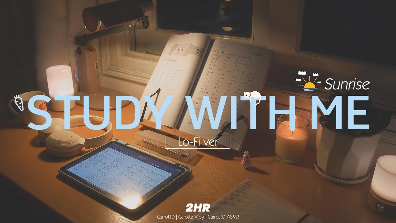 2-HOUR STUDY WITH ME | Relaxing Lo-Fi, Background noises | Pomodoro 50/10 | Sunrise🌇