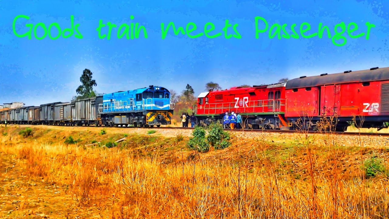 Goods train meets Passenger train // Zambia Railways