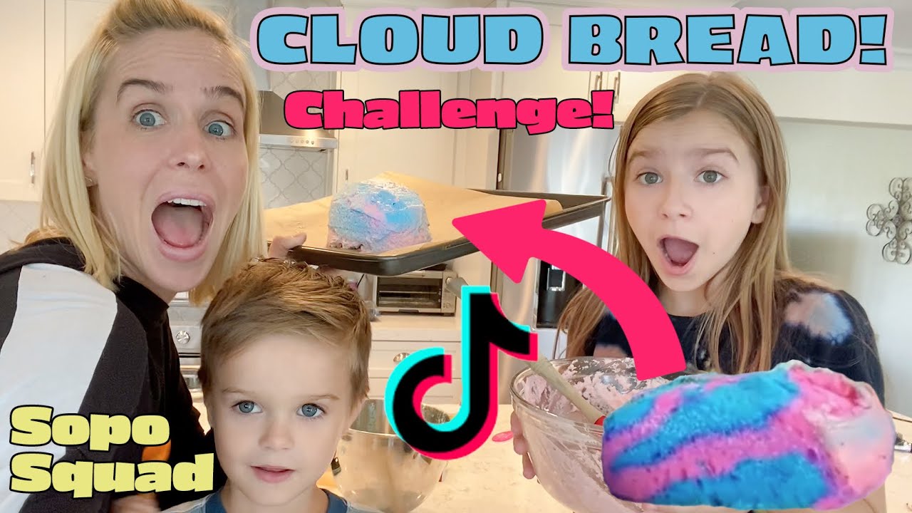 Making Tiktok CLOUD BREAD! Sopo Squad Family Baking Challenge!!
