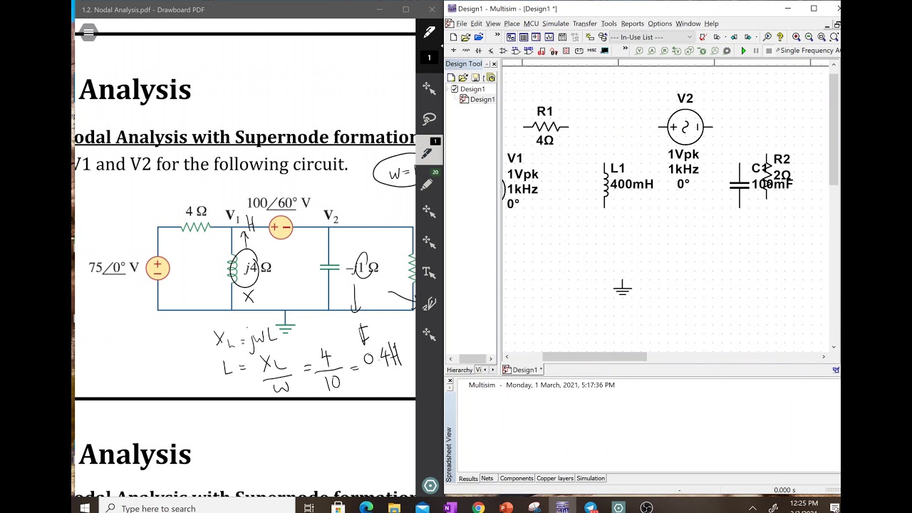 Analysing AC Circuit in MULTISIM