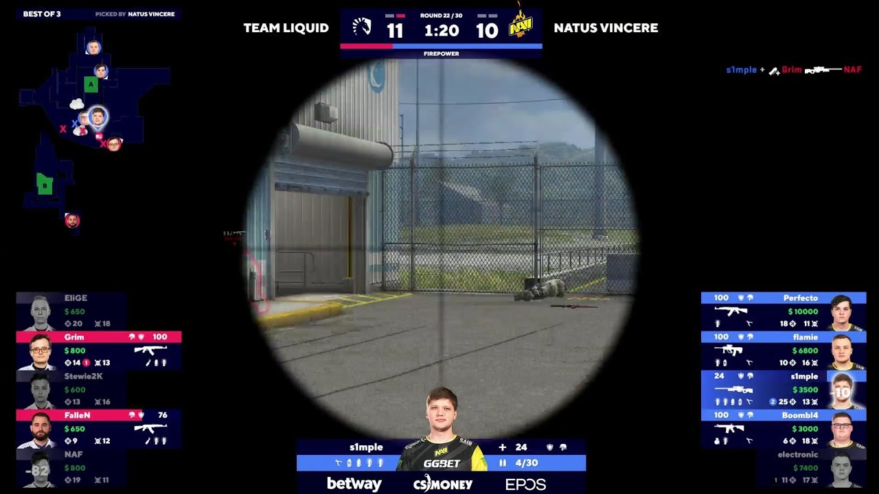 Navi S1mple AWP HS Flick vs Team Liquid || BLAST Premier Global Final