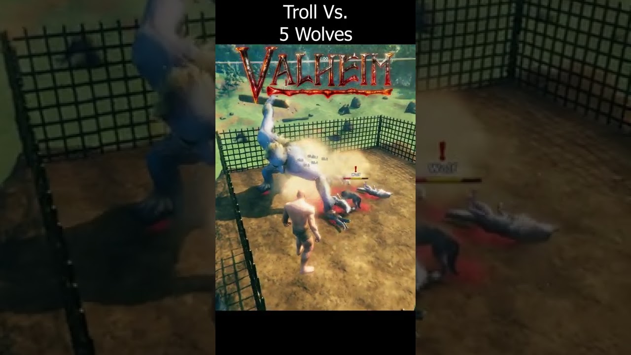 Valheim Battle - 5 Wolves Vs. Troll #shorts #valheim #valheimbattle