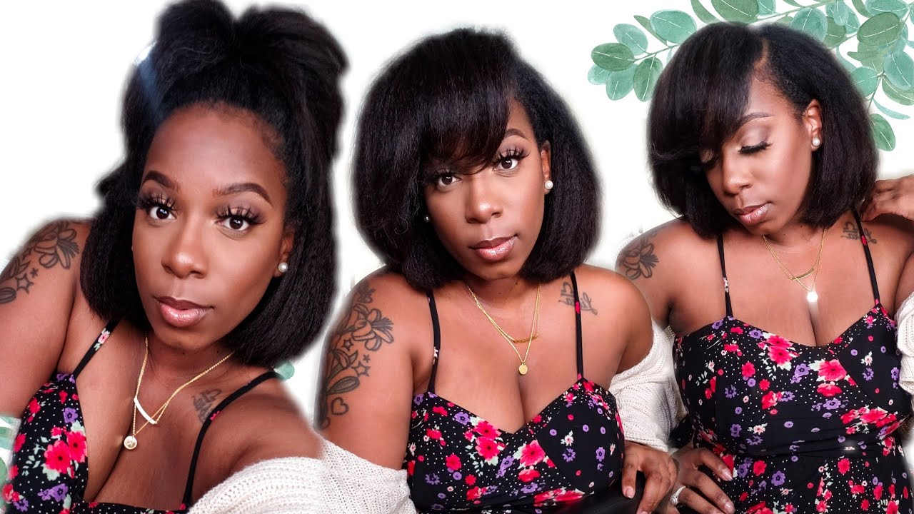 No Lace🔥 No Closure❗| Natural Hair Blowout | Laurasia Kinky Straight U-Part Bob | MyFirstWig
