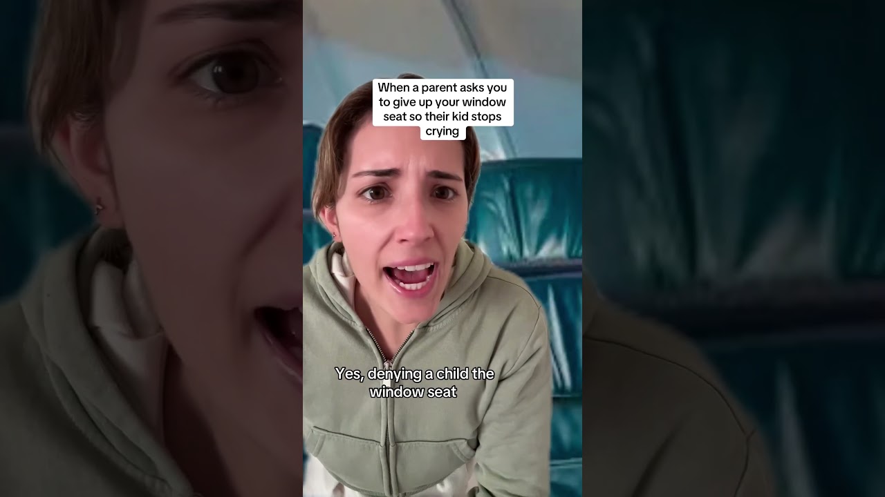 When a parent asks you to give up yoir window seat for their crying child #travel #airplane