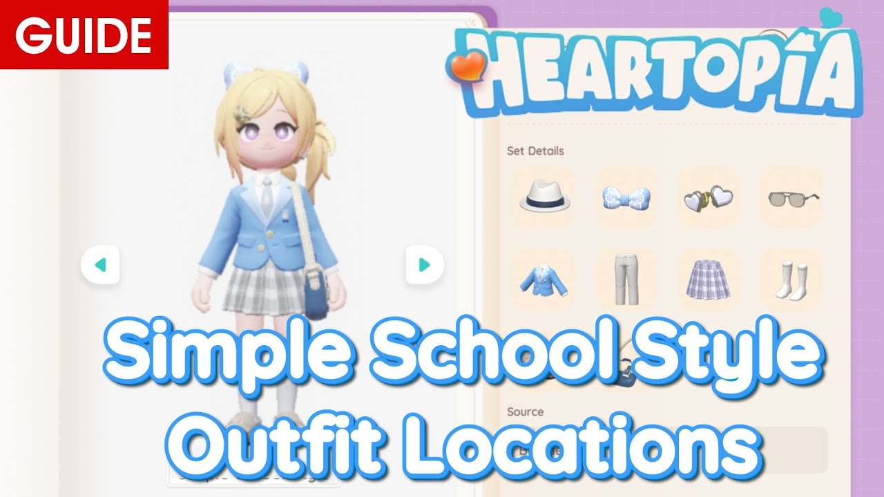 Heartopia - All 10 Simple School Style Outfit Locations