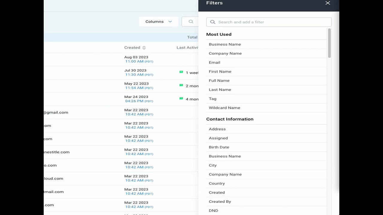 Additional Filters supported in Contact Smartlists - AvetaGo