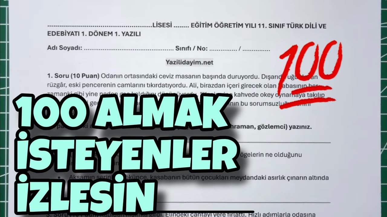 11.Sınıf Edebiyat 1.Dönem 1.Yazılı