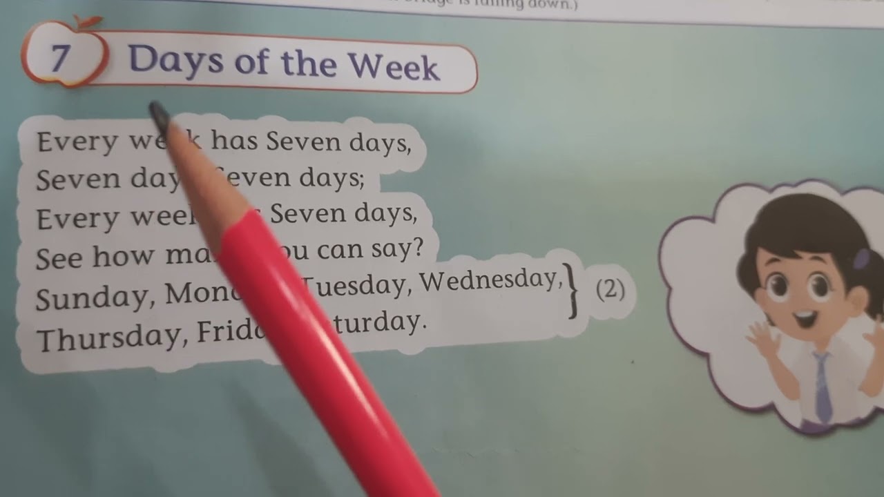 Days of the week |Jr Kg Rhymes |poems and songs|pre-primary