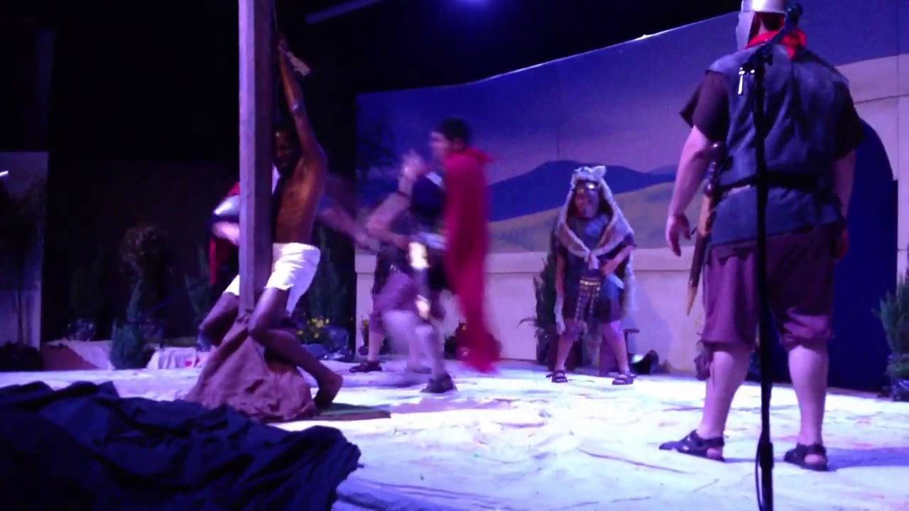 Jesus whipped for our sins skit (Roman soldiers mock the Lo