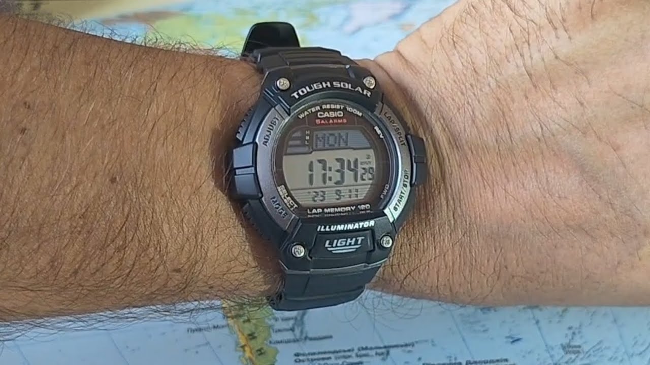 Casio W-S220 Бюджетные часы с солнечной зарядкой.