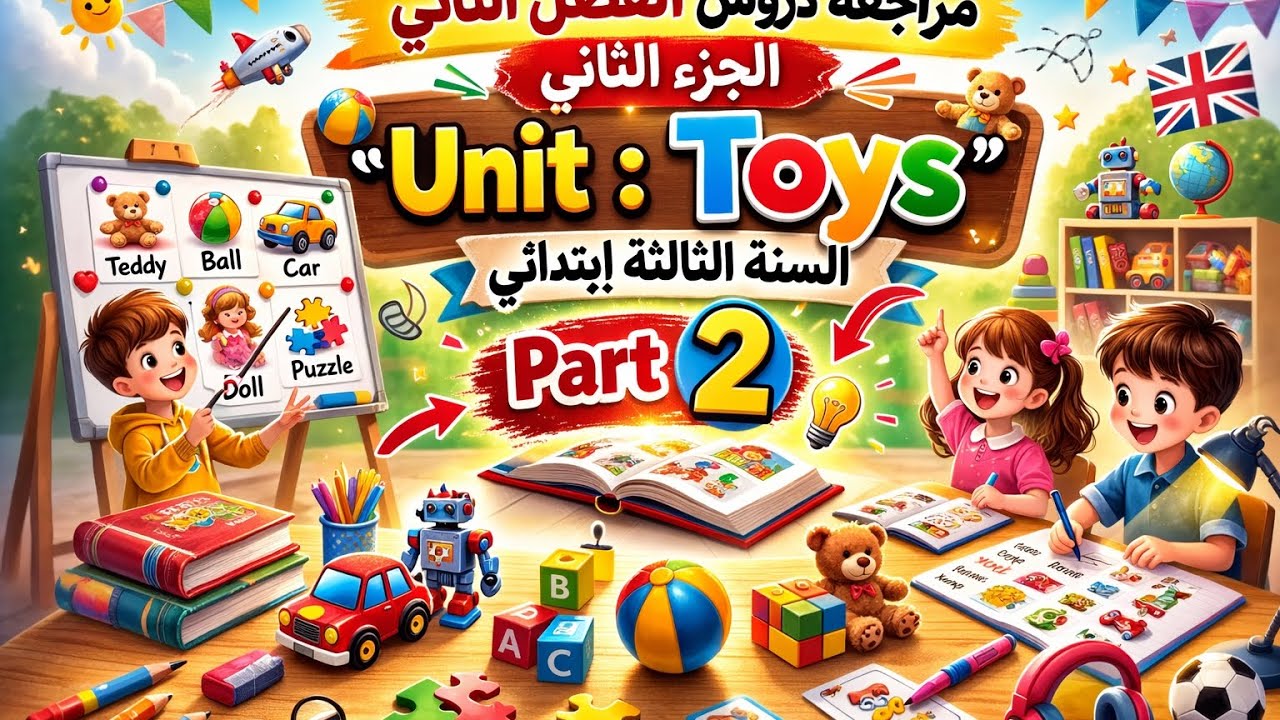 📚✨ مراجعة دروس الفصل الثاني | Unit: Toys 🧸🚗 السنة الثالثة ابتدائي – الجزء الثاني