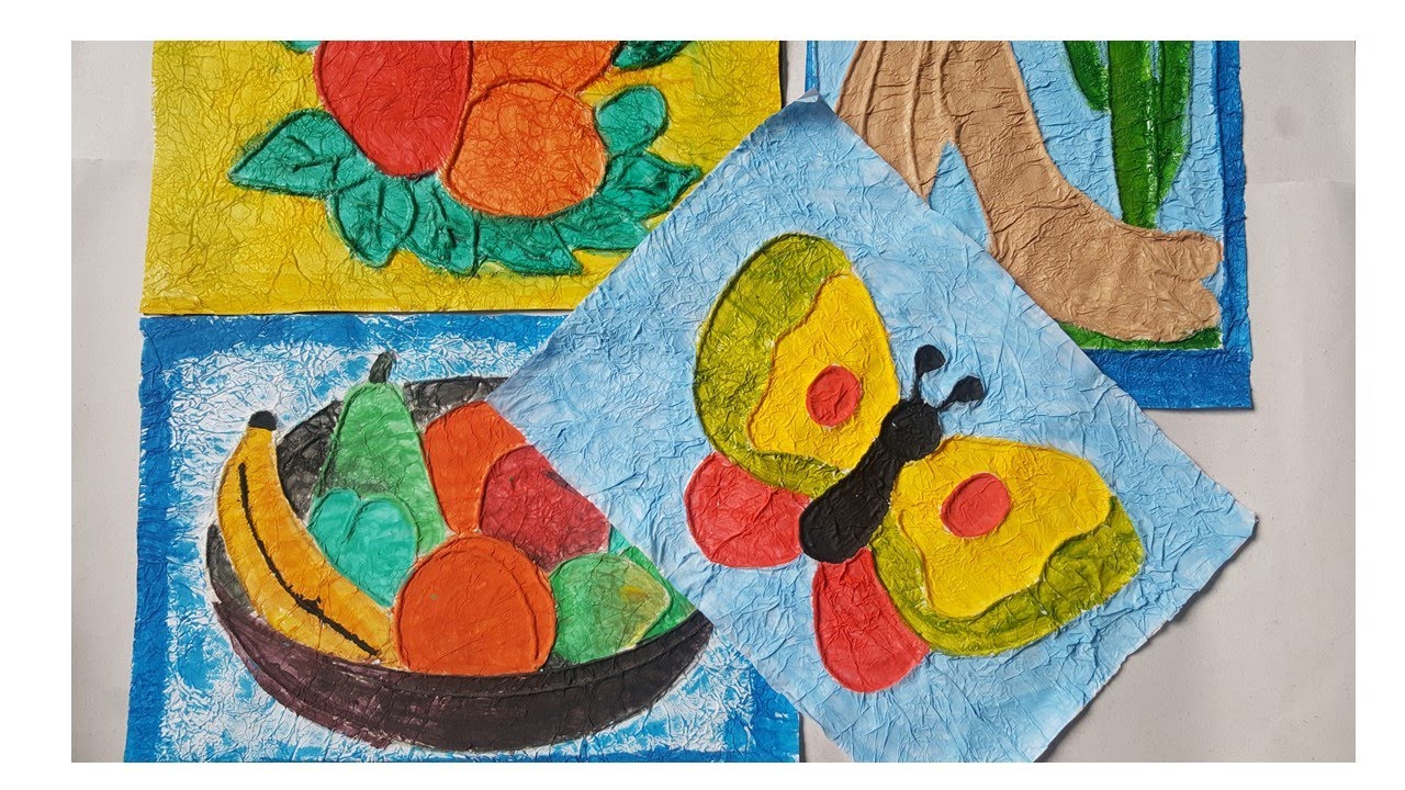 Textura com barbante e papel seda - Artes Visuais - Desenho