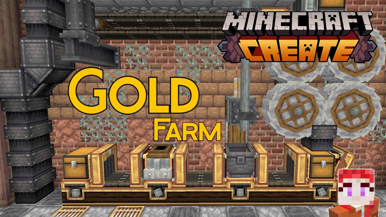Minecraft Create Mod (1.20.1): FULLY AUTOMATIC  GOLD farm tutorial.