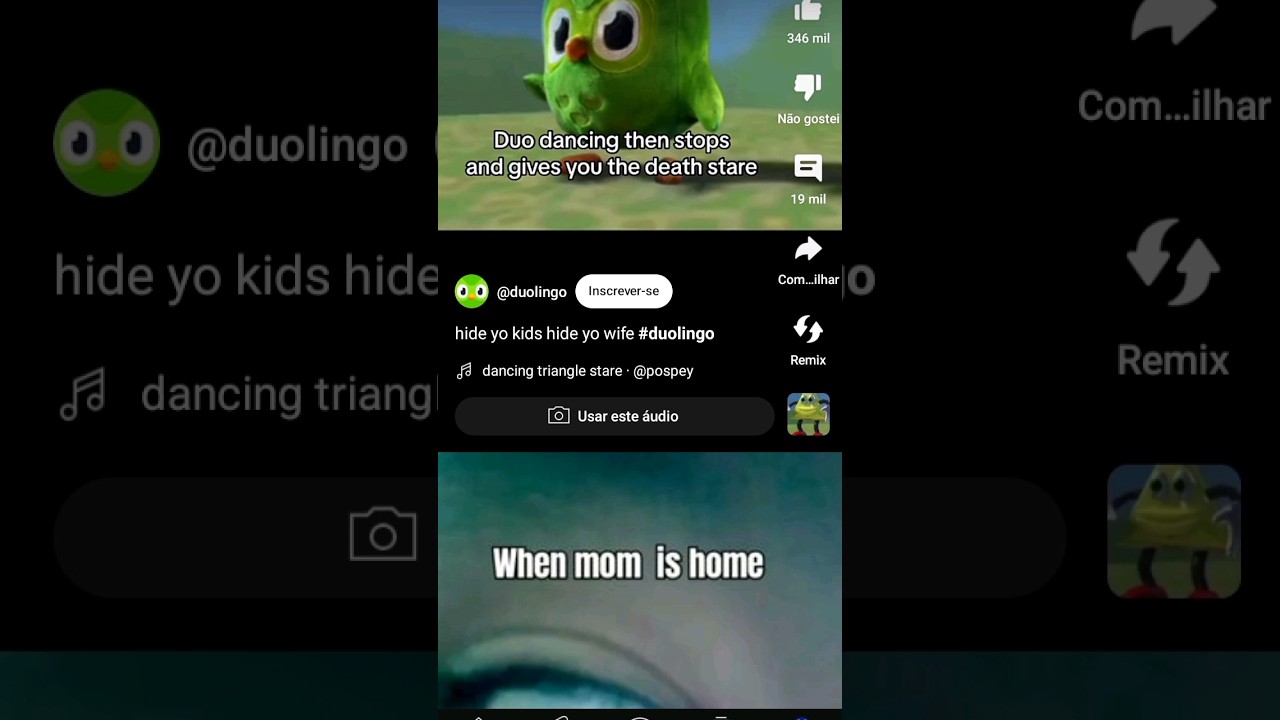 Duolingo olhando pra camera