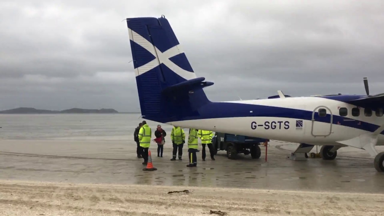 Twin Otter beach landing on Barra Island