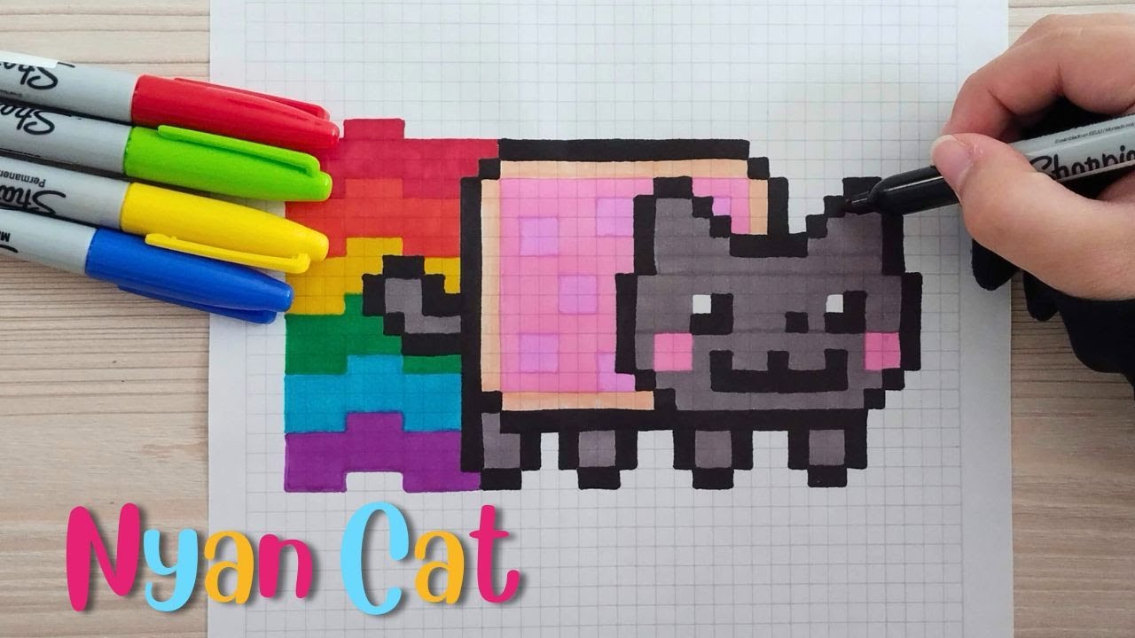 Como dibujar a NYAN CAT en PIXEL ART – Tutorial paso a paso #pixelart #nyancat #art