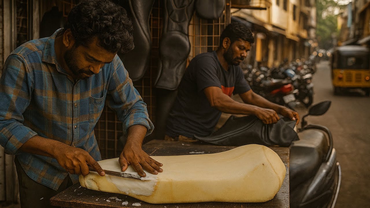 Interesting process of Bike Seat Repair Works in India