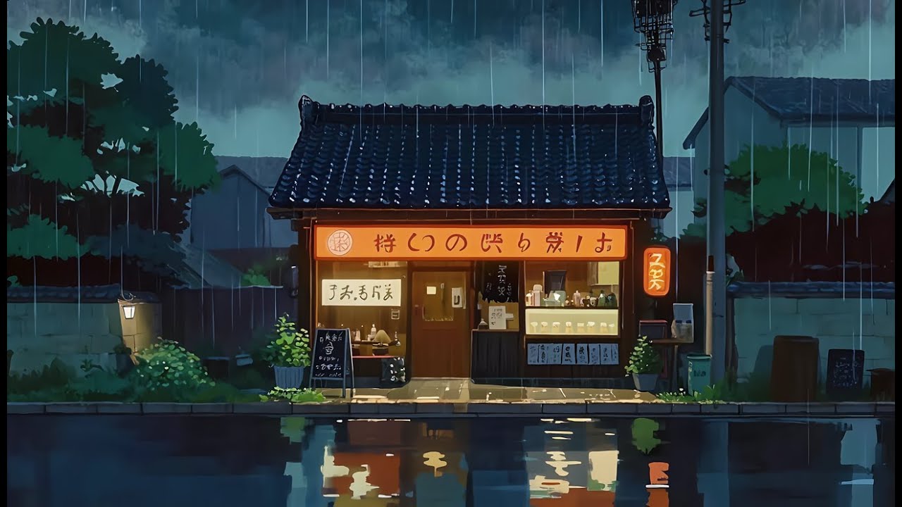 Rainy Harajuku Rooftop Night Lofi Chillhop | Cozy Japanese Ambience